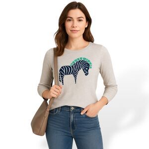 G.H. Bass & Co Zebra Intarsia Knit Graphic Sweater - Size M | Medium